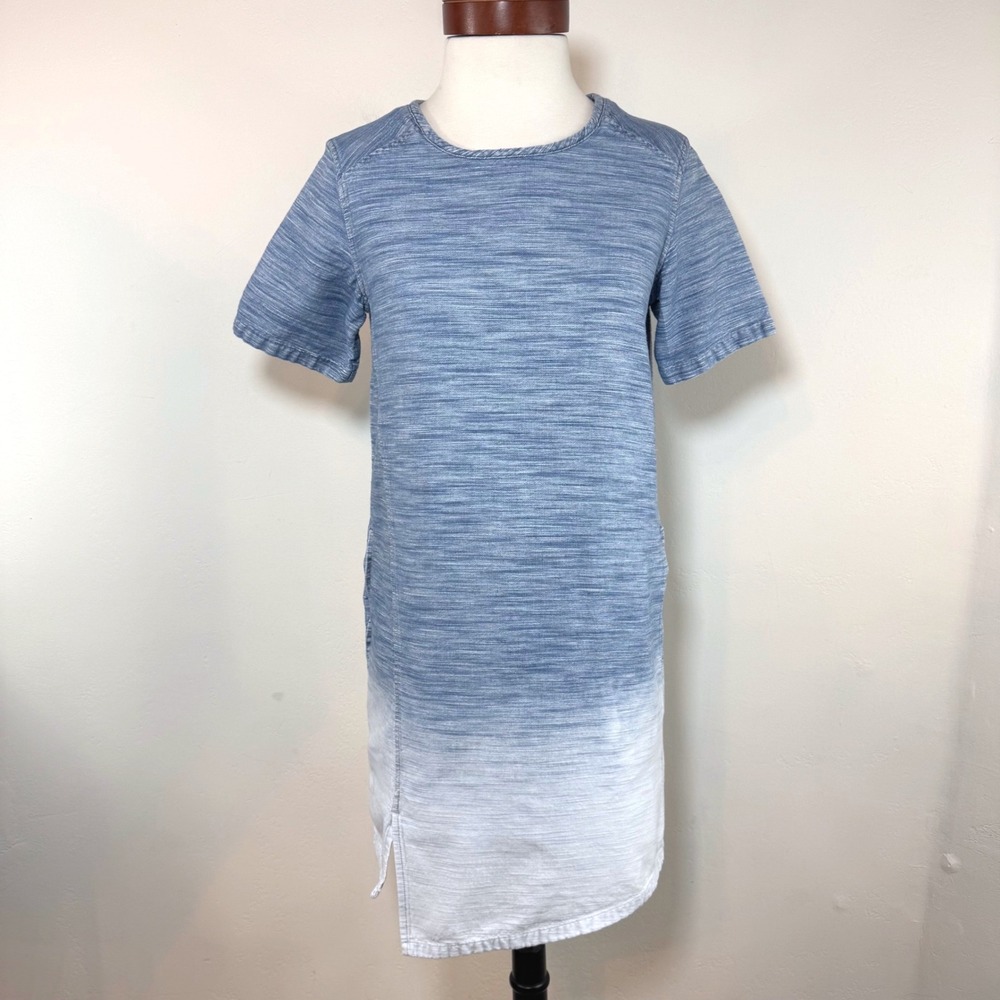 AllSaints Jina Ombre Cotton Shift Dress Coastal Minimalist Blue White US 4